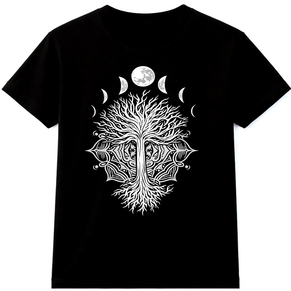 Tree of Life T-Shirt Moon Phases Graphic Mystical Celestial Spiritual Art Tee