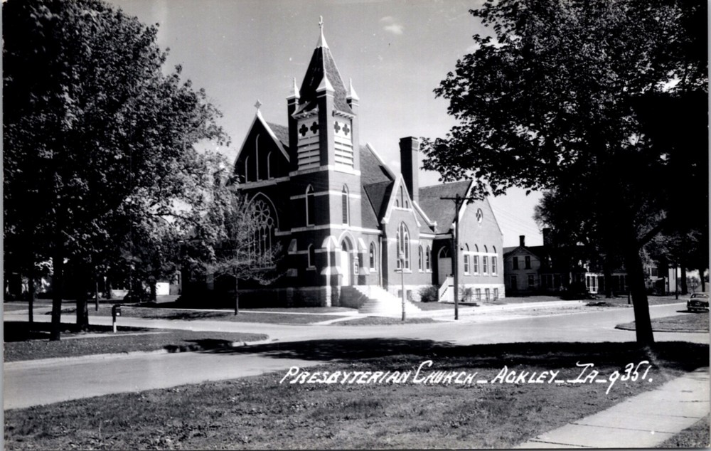 Real Photo Postcard Presbyterian Church in Ackley, Iowa