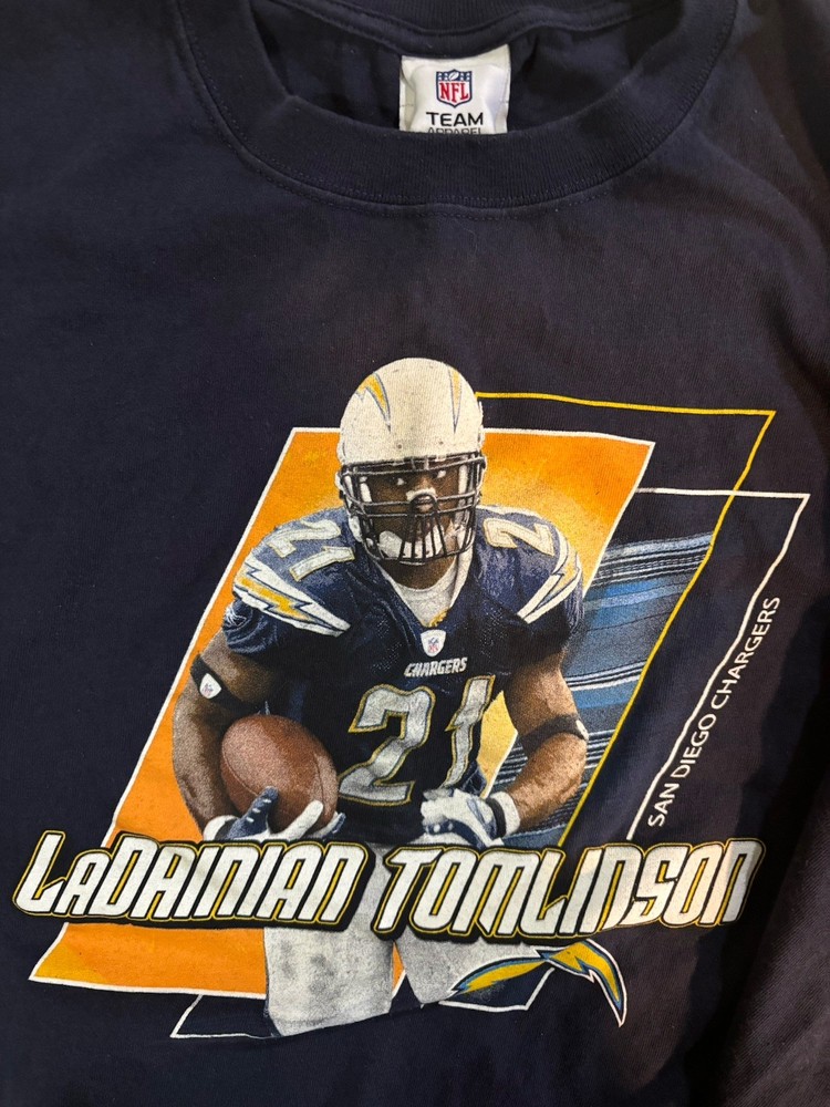 VTG SAN DIEGO CHARGERS T SHIRT LADAINIAN TOMLINSON NFL 2XL  BLUE PRO FOOTBALL