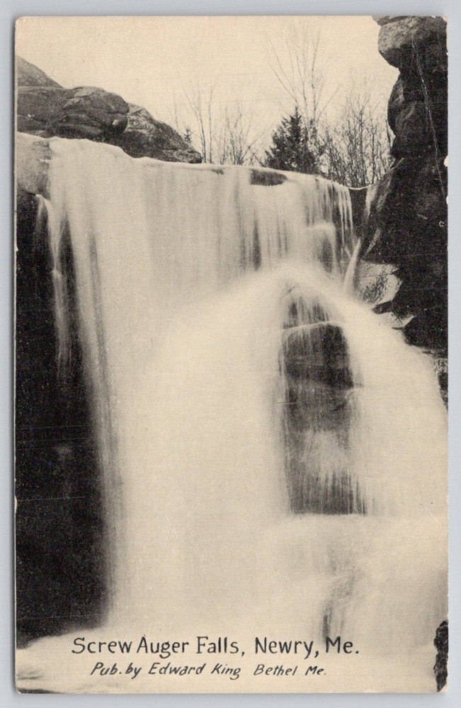 Screw Auger Falls Newry Maine Edward King Vintage Postcard Waterfall