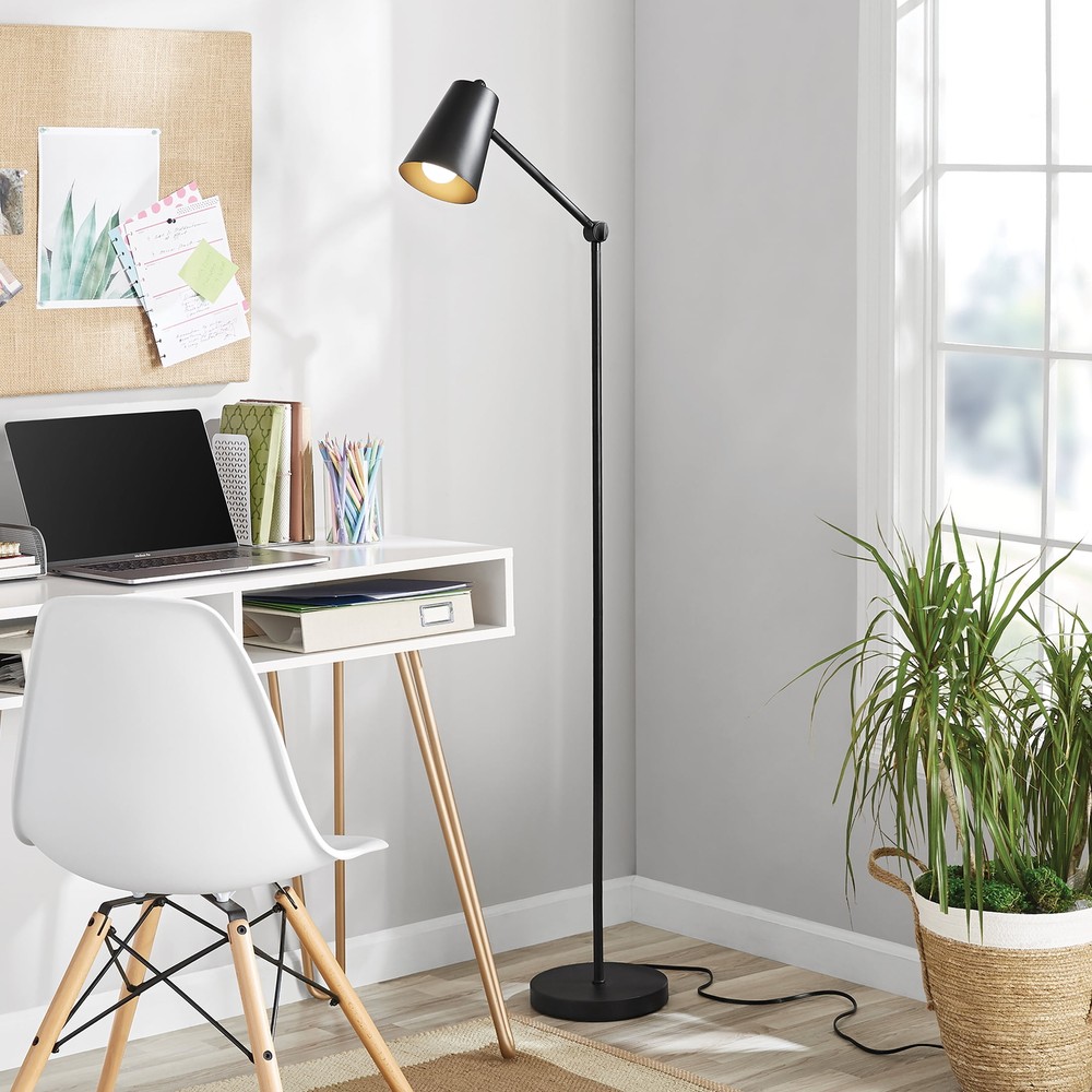 64 inch Black Architect Floor Lamp, Matte Metal Finish