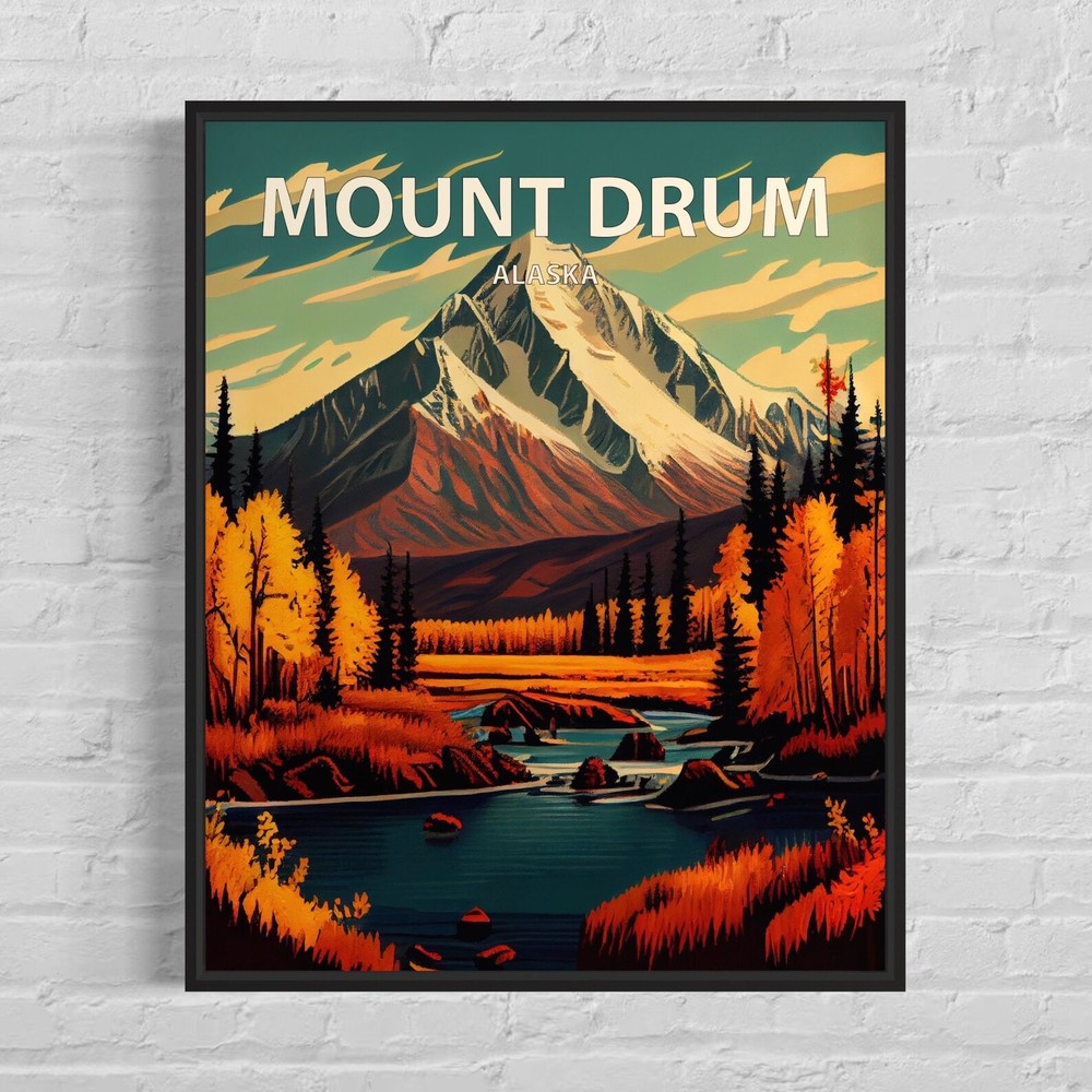 Mount Drum Alaska Art Print Mount Drum Wall Art Painting Mount Drum Vintage