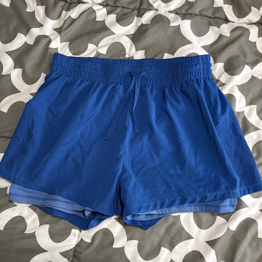 Pinspark Women's Sz XXL High Waisted Blue Workout Athletic Shorts