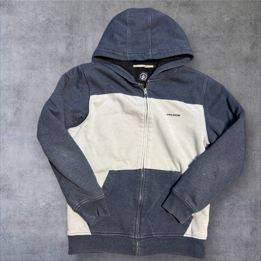 Volcom Stone Sweatshirt Men's Medium Full Zip Hoodie Blue Y2K