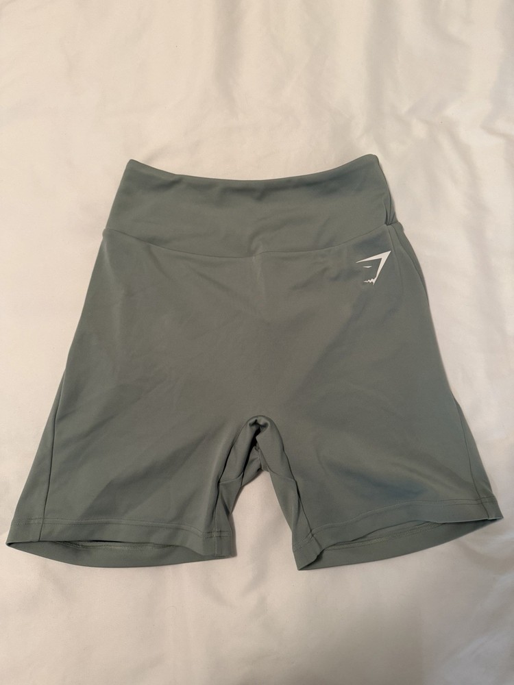 Gymshark Women’s High Waisted Biker Shorts Sage Green Compression Size S
