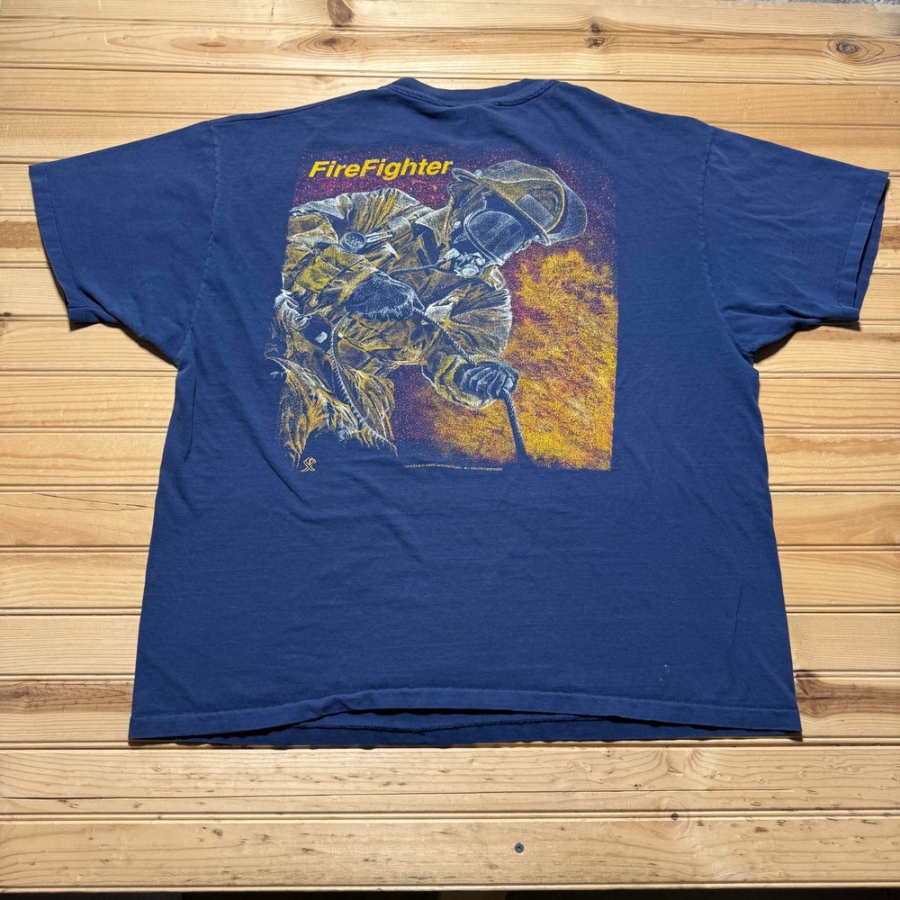 Vintage 90s Blackbird International Firefighter Maltase Cross Graphic Shirt XXL