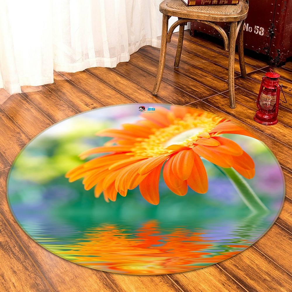 3D Orange Flower Lake NAO4036 Game Rug Mat Elegant Photo Carpet Mat Fay