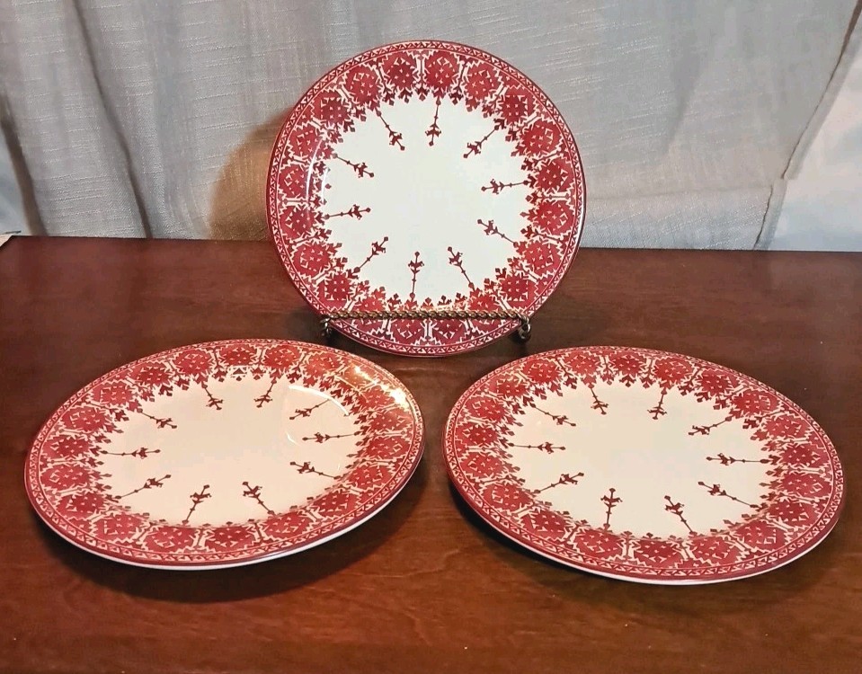 Pottery Barn Tahoe Fair Isle Salad Plates X 3