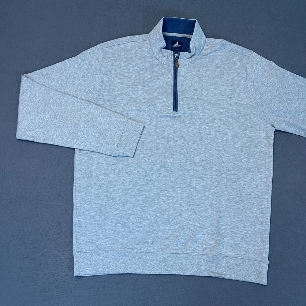 Johnnie-O Mens Size Large Sully 1/4 Zip Pullover Wrinkle Resistant Light Gray