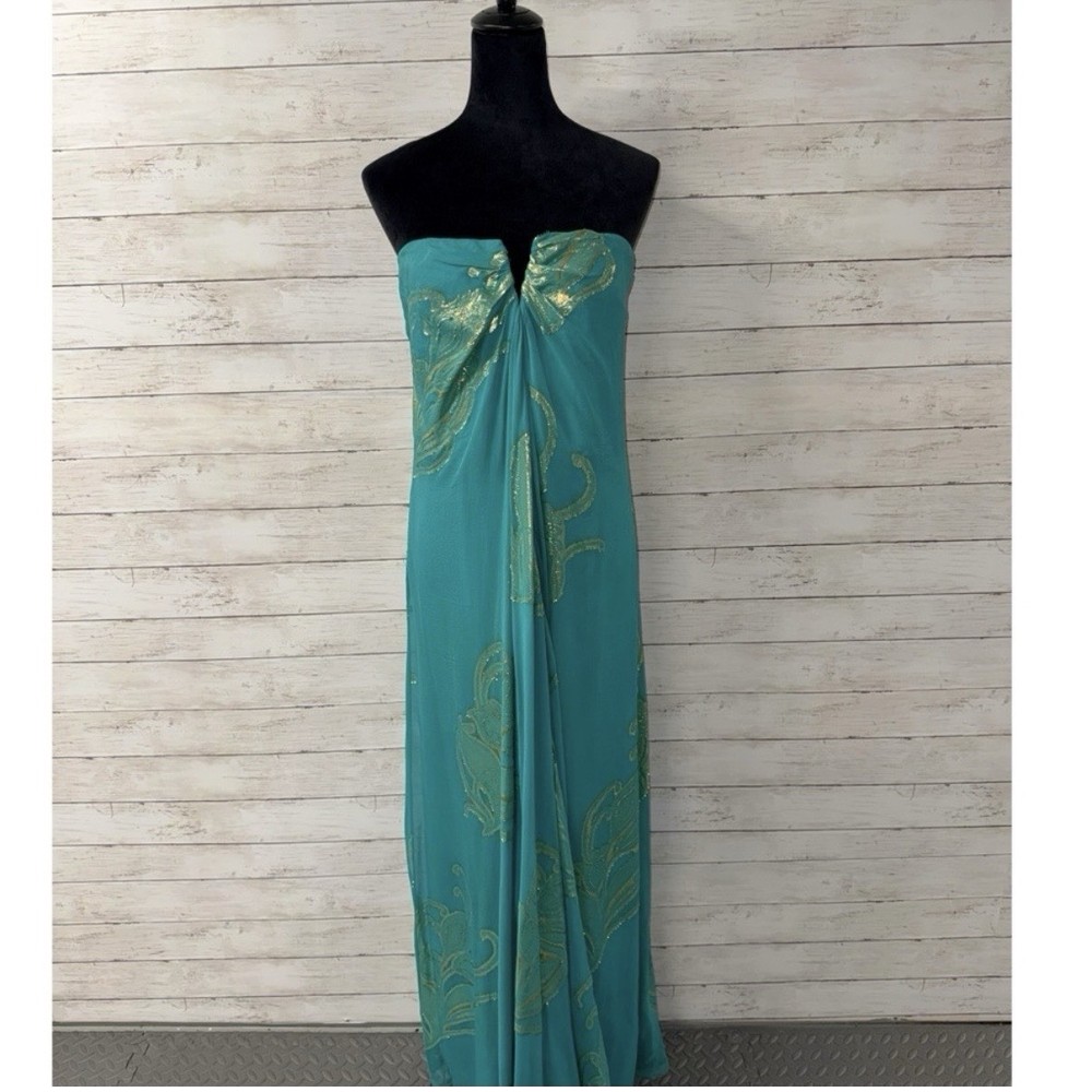 Nicole Miller Silk Strapless Maxi Dress