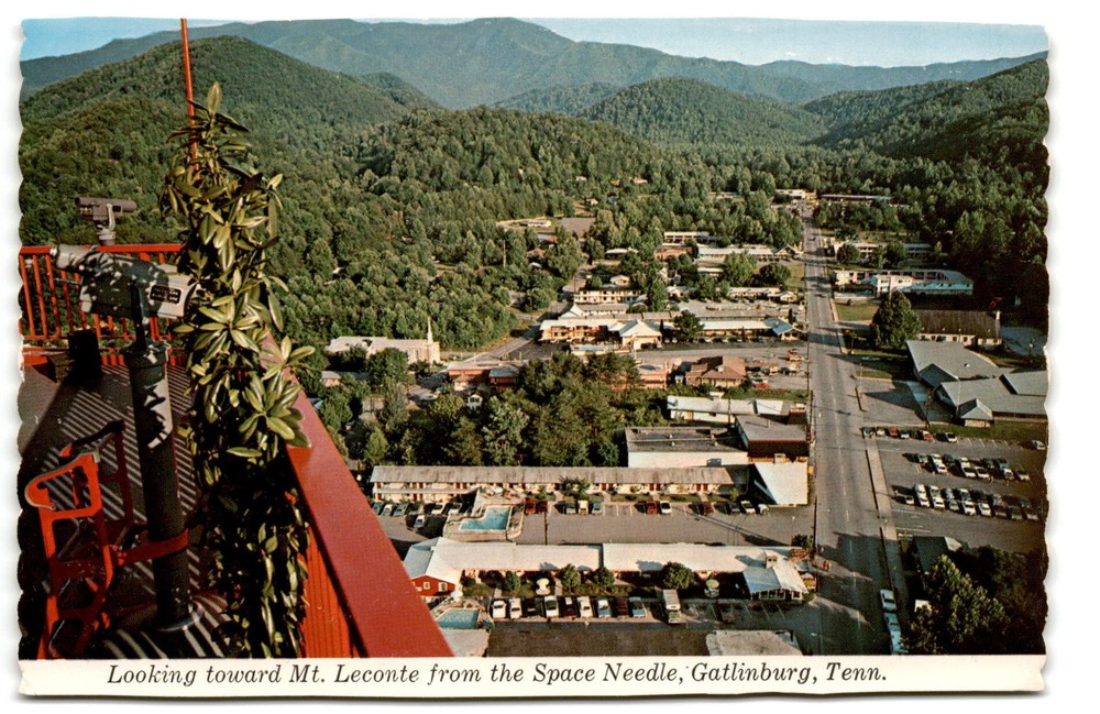 Gatlinburg, Tennessee, Mt. Leconte, Space Needle, Great Smoky Mountains Postcard