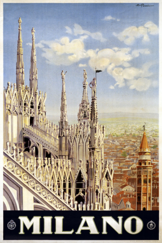 Vintage Travel POSTER.Milano.Italy.Room art Decor.House Interior design.696