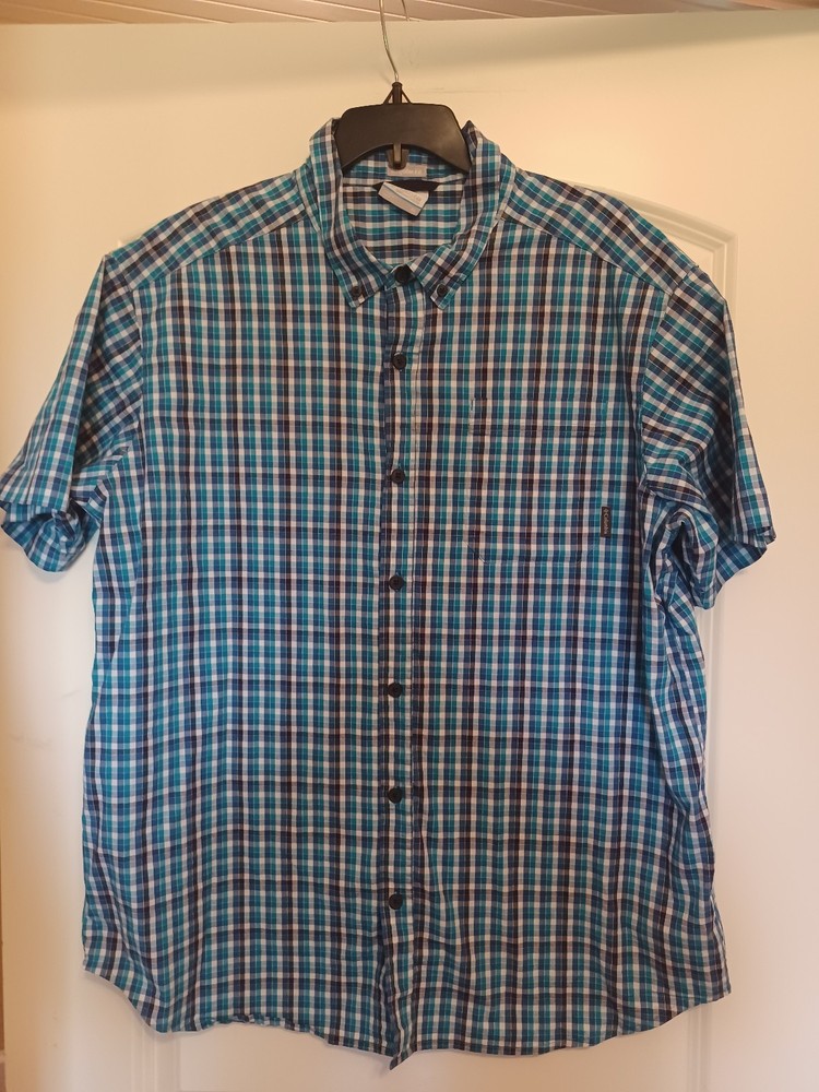 Columbia Brand Men's Plaid Short Sleeve Button Up Shirt Regular Fit Size XL