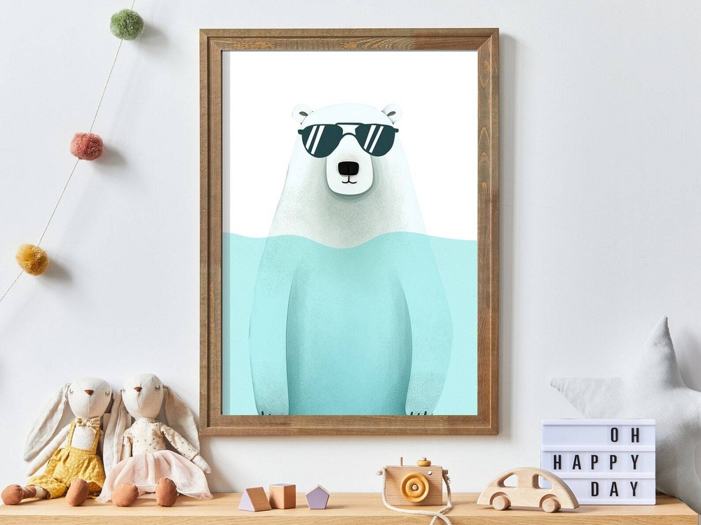 Bathing Animals Bear In Glasses Polar Bear Wall Art Animal Nursery Print Cool
