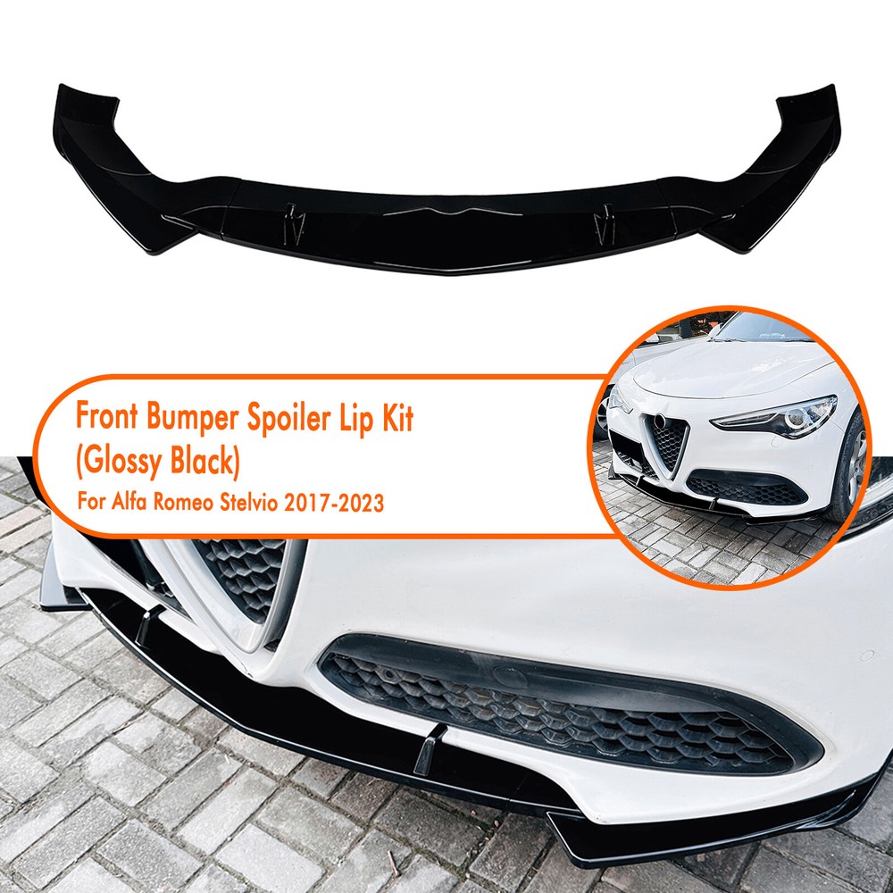 Front Bumper Lower Spoiler Lip Kit For Alfa Romeo Stelvio 2017-2025 2019 Black