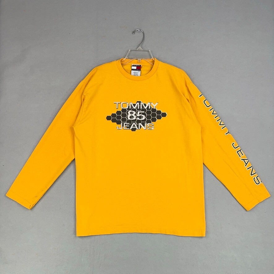 Vintage Tommy Hilfiger Yellow Graphic Tee Mens Medium Y2K Streetwear