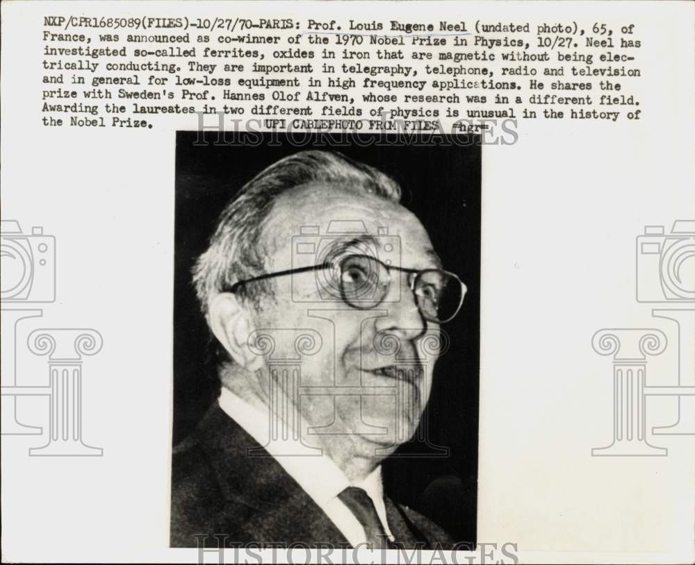 1970 Press Photo Louis Eugene Neel, co-winner of the Nobel Prize in Physics