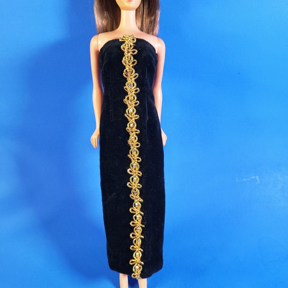 Vintage Fashion Doll Barbie Clone Formal Dress Handmade Metal Snaps