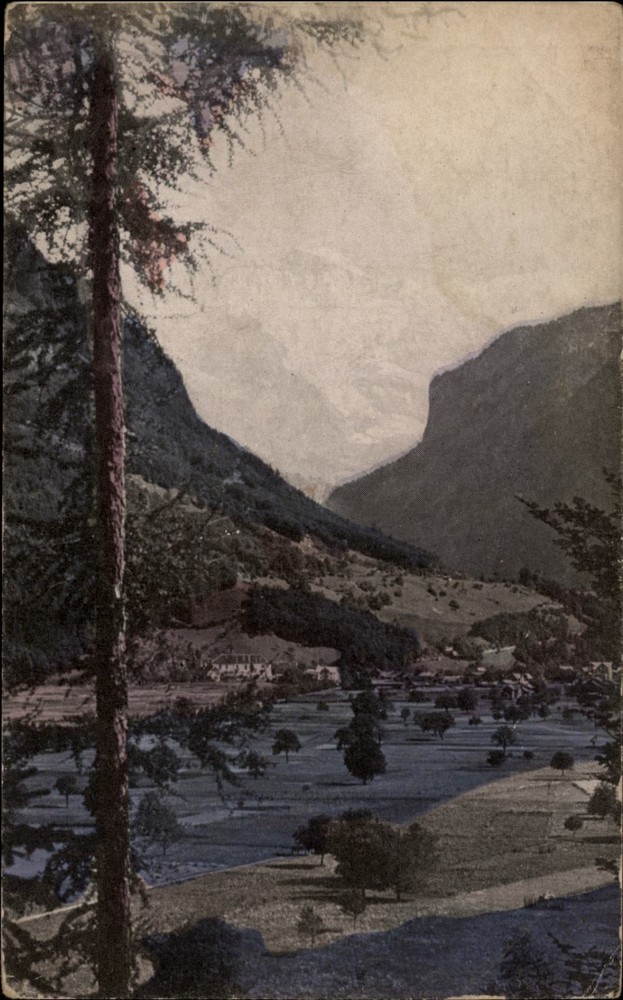 Jungfrau Swiss Alps Interlaken Switzerland view vintage postcard q945