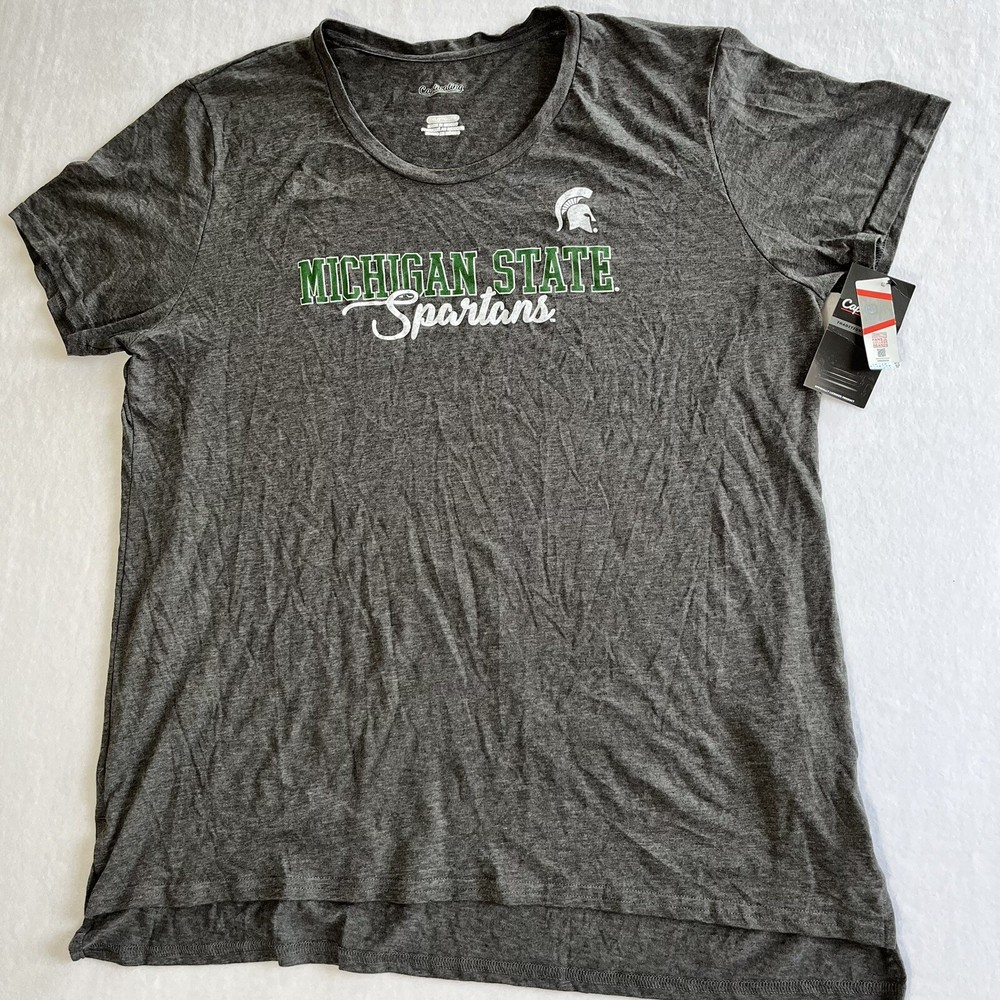 Michigan State Spartans Womens 2XL Heathered Gray NCAA Cotton Tee  