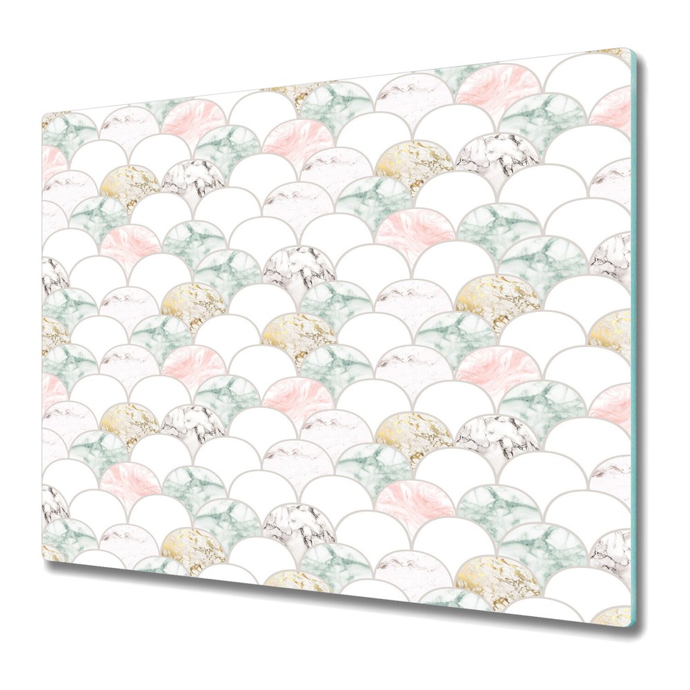 Serving Chopping Board Glass Cover Worktop Saver Pastel Marble 60x52