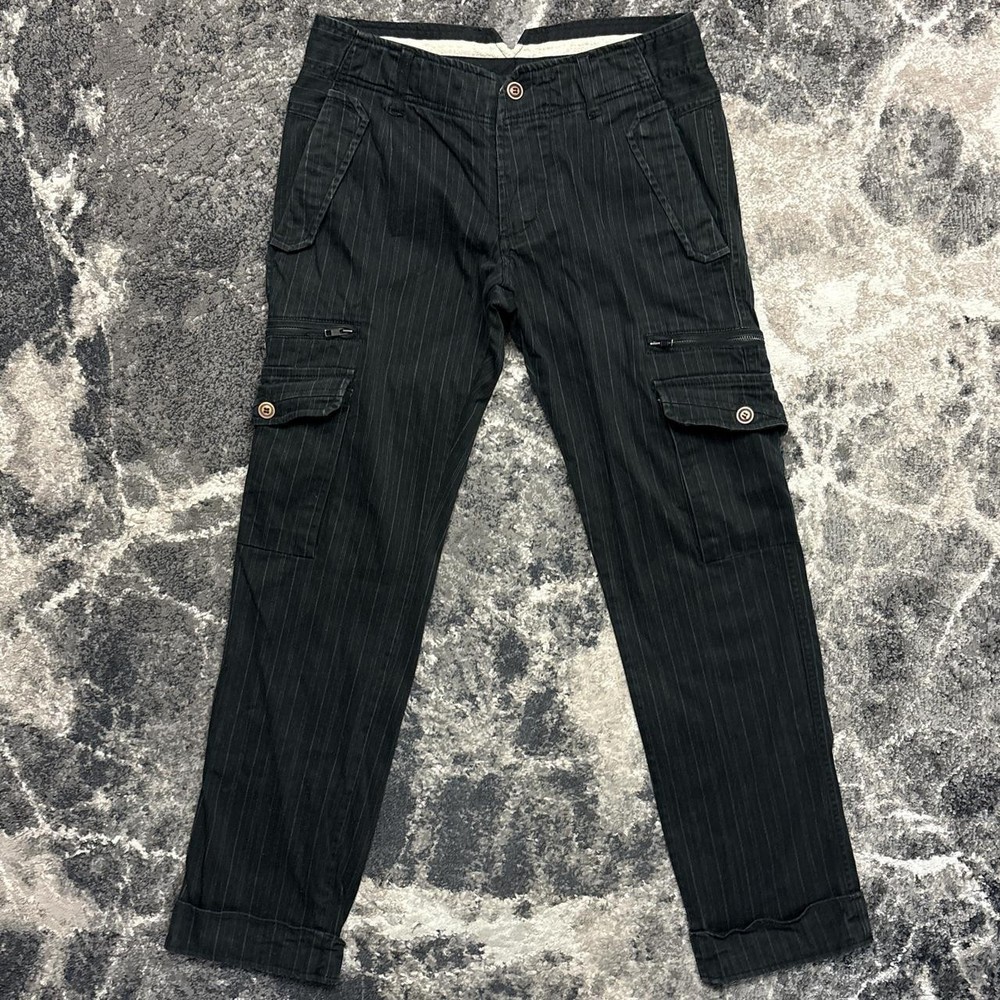 Vintage Diesel Cargo Pants Mens 31x32 Black Y2K 2000s Stripe Military Straight
