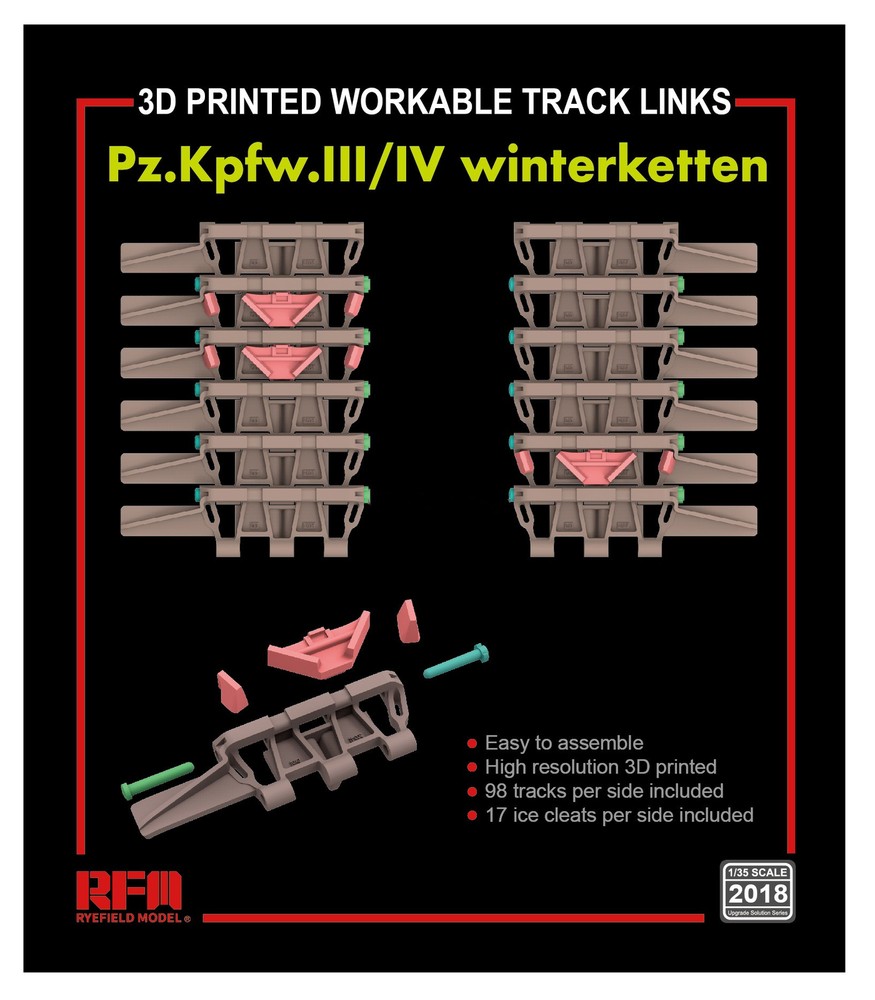 Ryefield RM2018 1/35 3D PRINTED WORKABLE TRACK LINKS Pz.Kpfw.III/IV winterketten