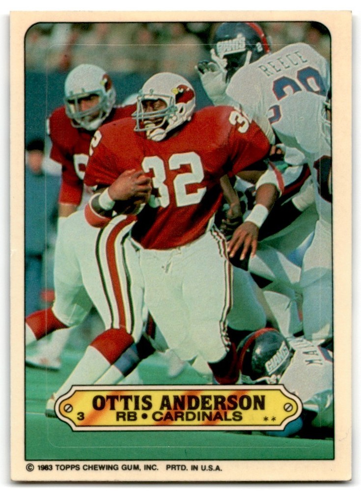 1983 Topps Ottis Anderson St Louis Cardinals Sticker Insert #3