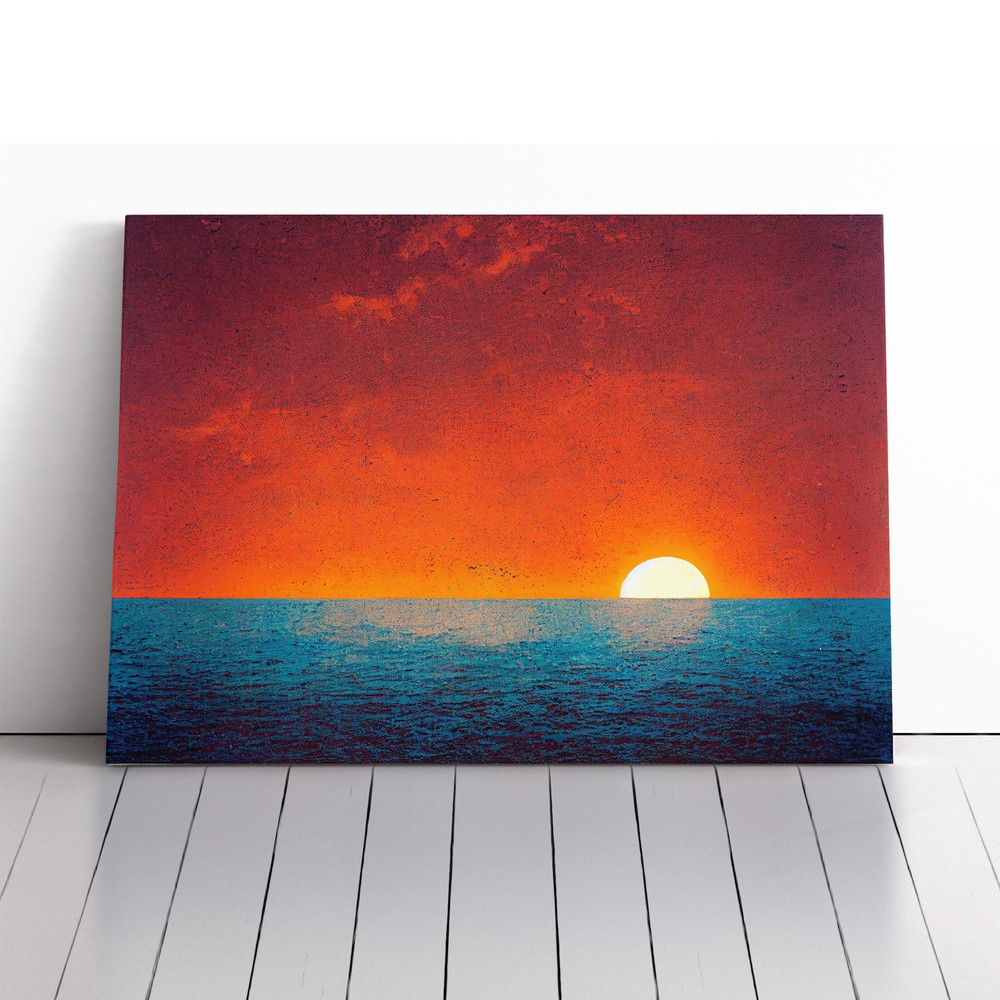 Mystical Ocean Sunset Canvas Wall Art Print Framed Picture Decor Living Room