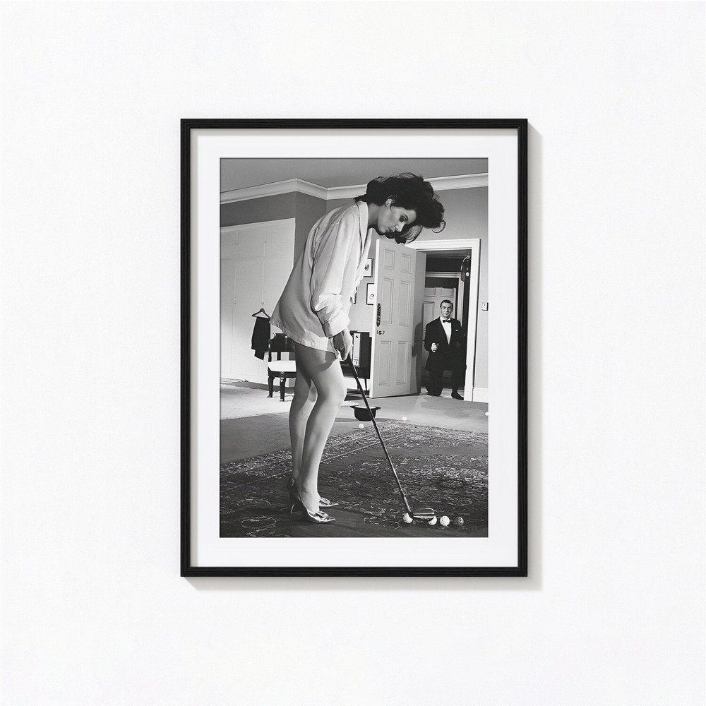 Sean Connery Dr No Golf Black & White Vintage Photography Wall Art Print