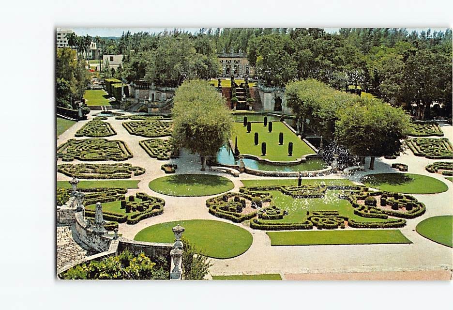 Postcard The Formal Garden and Casino on the Mound Vizcaya Miami Florida USA