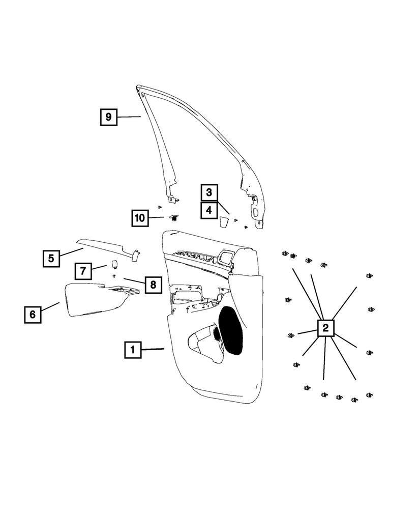 Genuine Mopar Front Door Trim Panel Assembly Left 6AA011X9AC