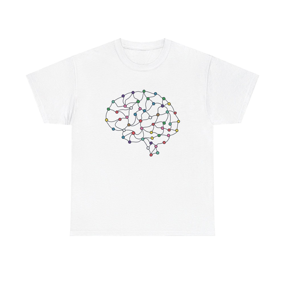 Colorful AI Brain T-Shirt - cool minimal plexus ai tech neural network cyber art