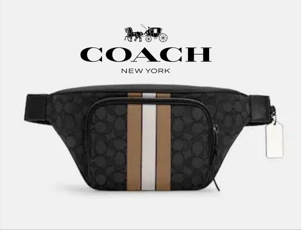 Coach C5396 Signature Jacquard Striped Thompson Men's Belt Waist Bag Fanny Pack