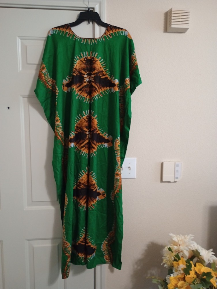 African Dera Kaftan Dress Tie Dye One Size Multi Color