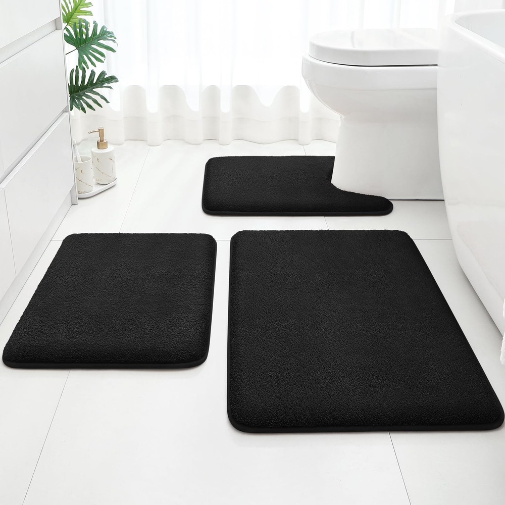 Upgraded 3-Piece Bathroom Rug Set with Extra Thick Absorbent Memory Foam
