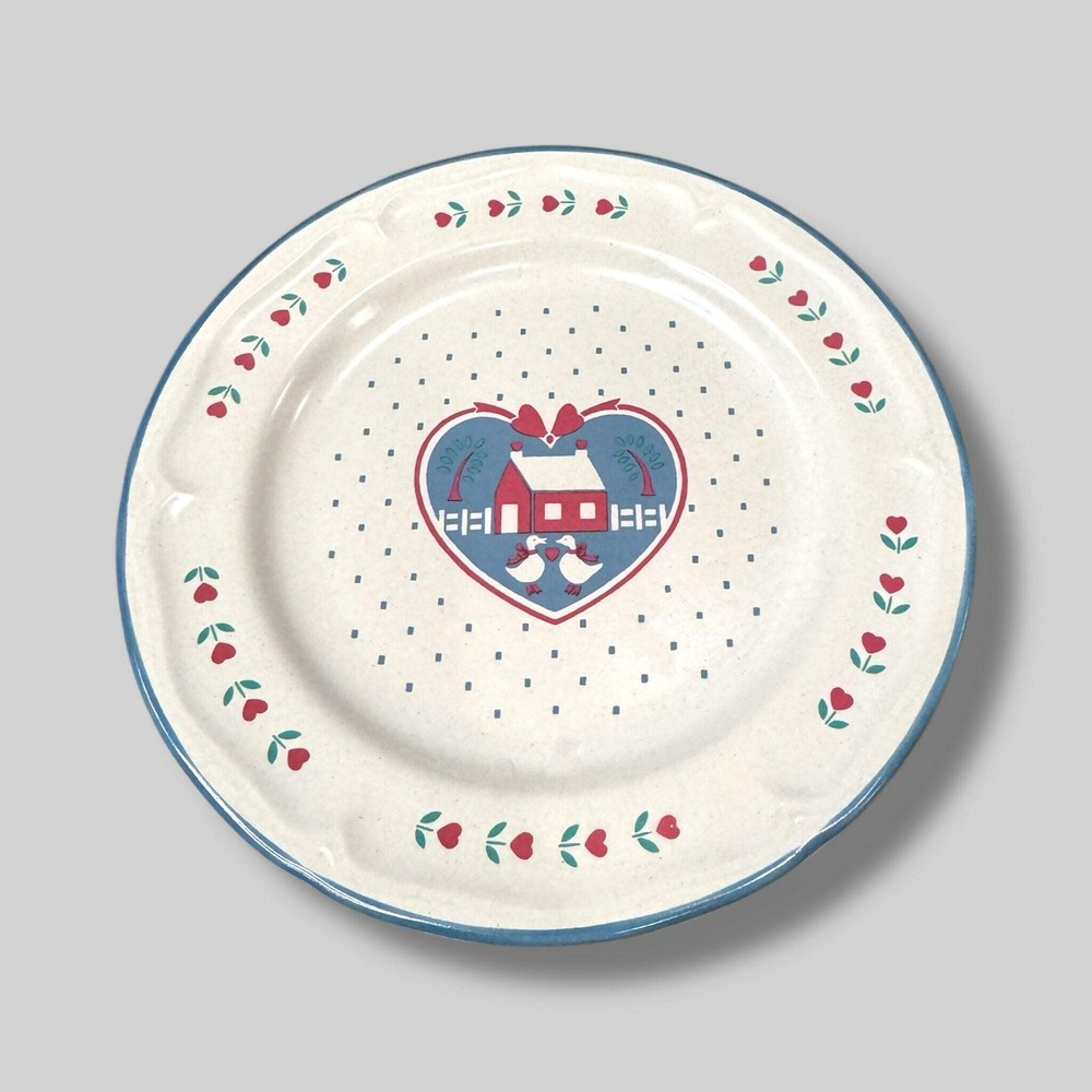 Baker Hart & Stuart Heart & Tulip Plates 8” Set of 4 | Japan | Cottagecore