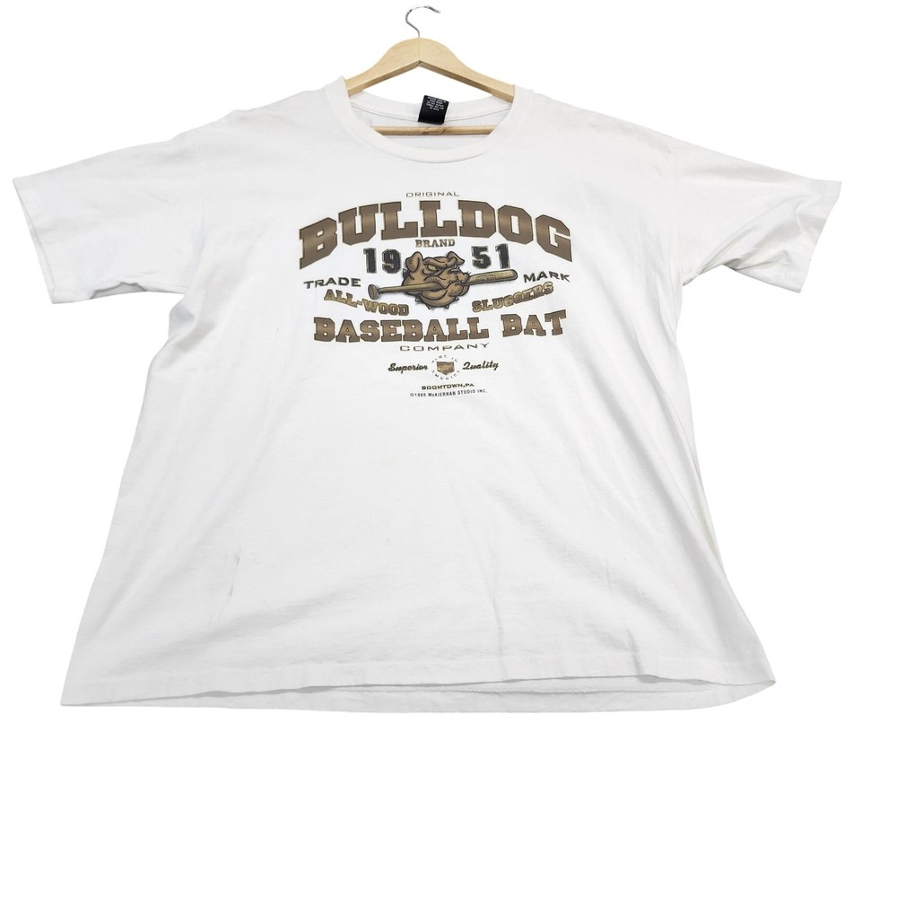 Vintage Classic Platinum Shirt Mens 2XL White Bulldog Baseball Bat Graphic Tee