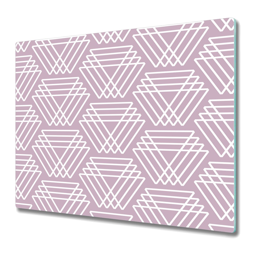 Glass Worktop Kitchen Chopping Board Pink triangles abstract pale geometric