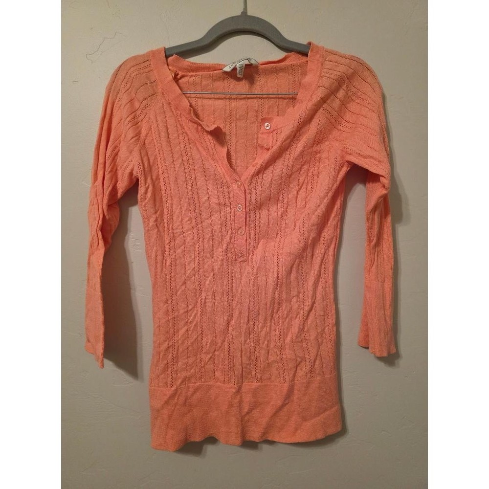 🧡 Aeropostale Ribbed Henley Knit Top (Size L)