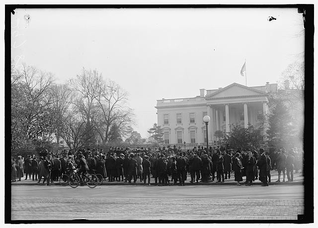 Crowd outside White House,Washington,DC,District of Columbia,Harris & Ewing,2