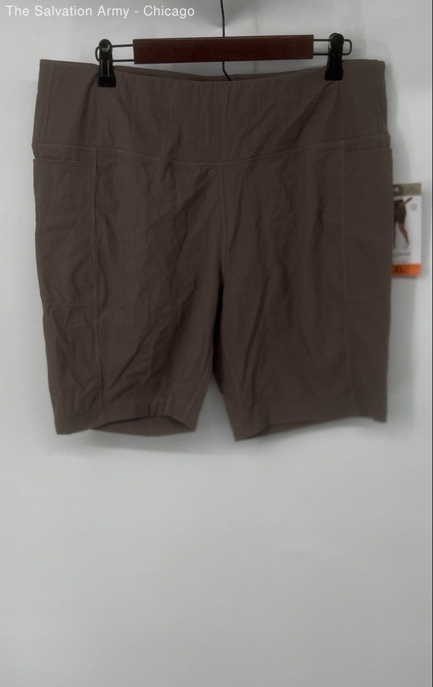Mondetta Womens Brown Performance + Luxury Pull-On Biker Shorts Size 2XL
