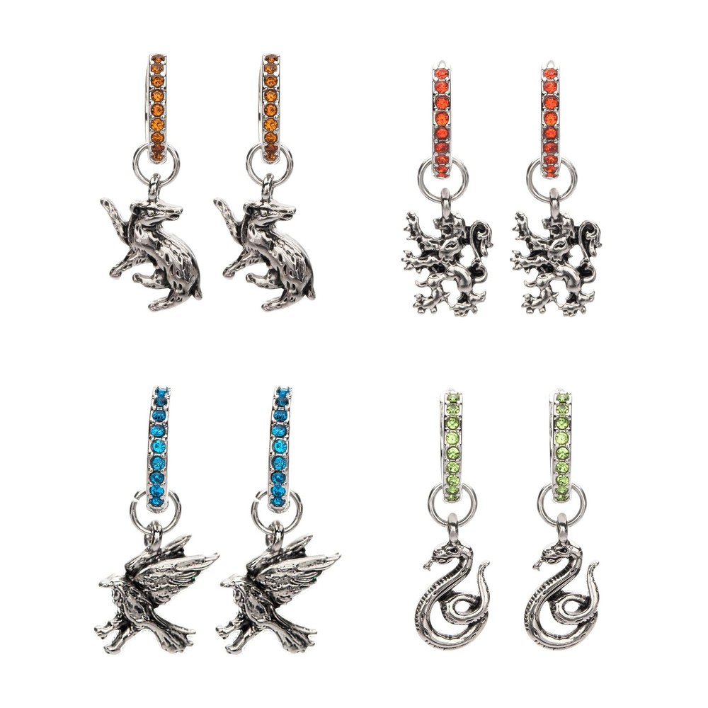 Harry Potter House-Themed 4-Piece Loop Earring Set