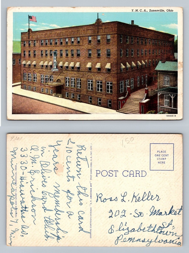 Zanesville, OH-Ohio, YMCA Building Scene Card Old PC View Vintage Postcard