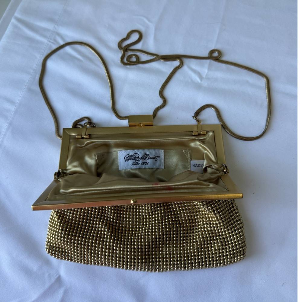 Whiting & Davis Gold Metal Mesh Evening Bag with Chain Strap