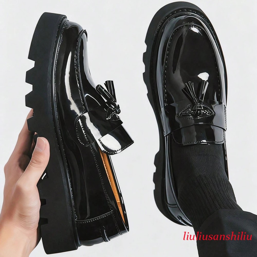 Thick Sole Men Penny Loafers Slip-On Business Dress Shoes Formal Leather Boots