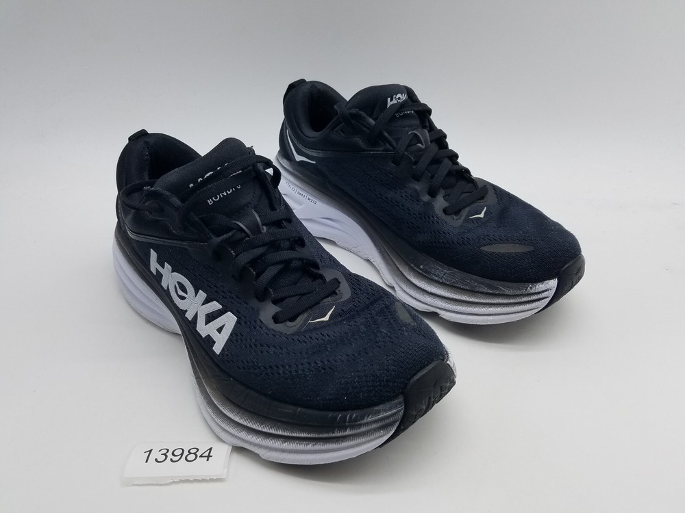 Hoka One One Bondi 8 Womens Size 8.5 Medium Black Running Shoes
