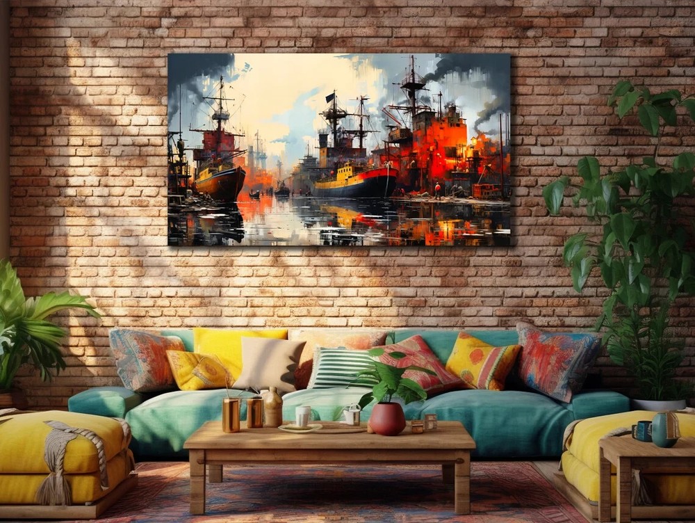 Abstract Water Ship Oil Painting Print Wall Art Canvas Unframed Print Art