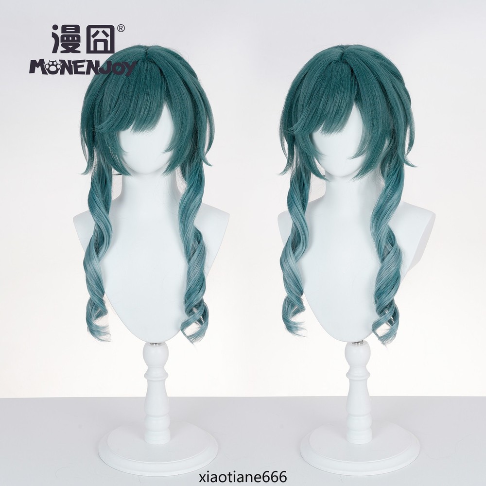 Arknights: Endfield Xaihi Cosplay Wig Green Gray Gradient Hair Halloween Play