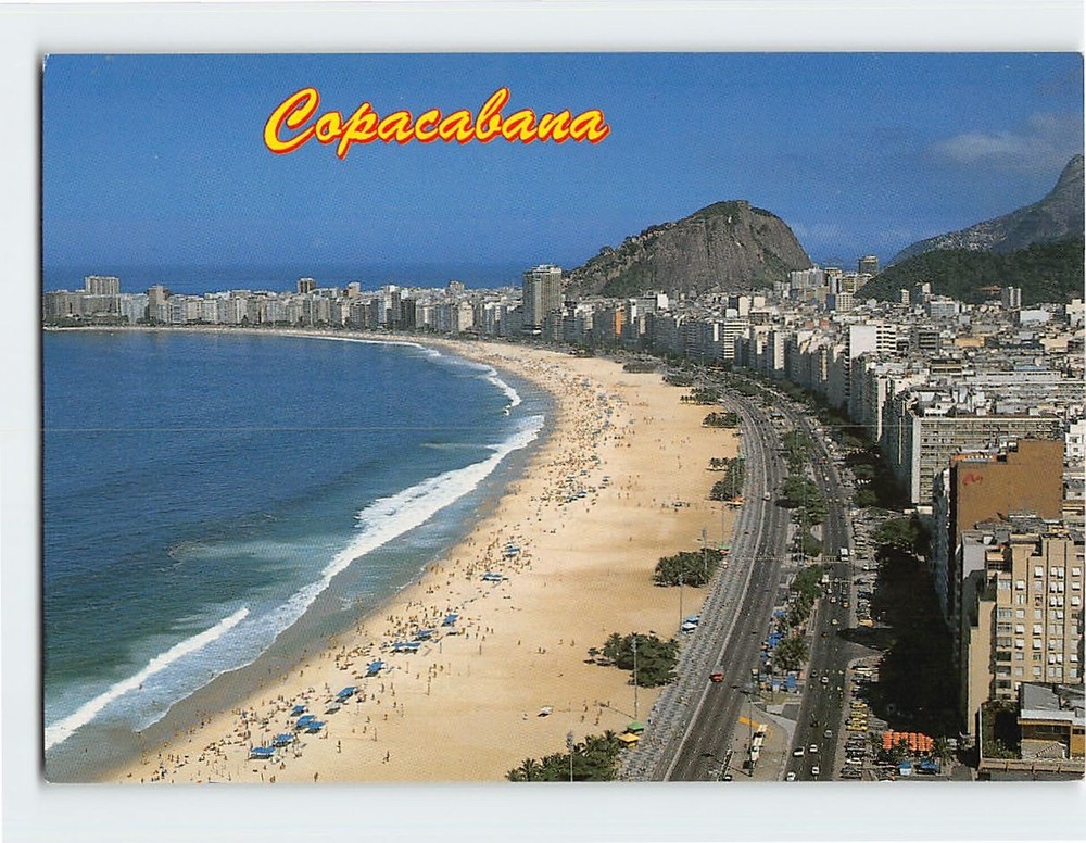 Postcard Panoramic View Copacabana Beach Rio de Janeiro Brazil